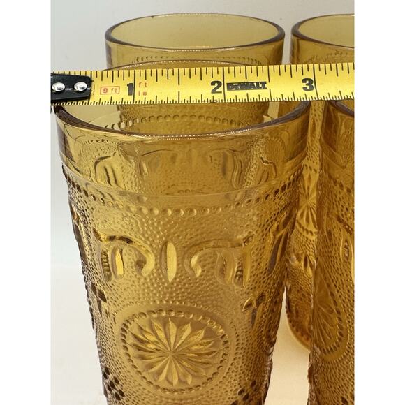 VTG MCM Brockway American Concord Amber Glasses 12 oz Tumbler Set of 4- 6.5” - Picture 4 of 6